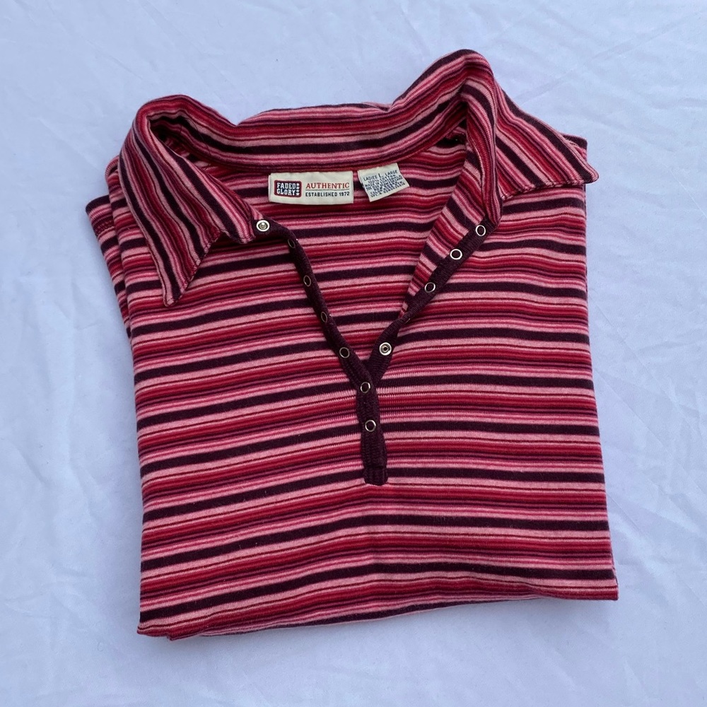 Faded Glory Striped Collared Shirt
